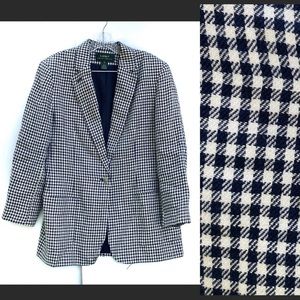 LAUREN RALPH LAUREN Oversized Checker Linen Blazer